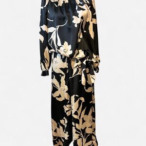 Vince Camuto Black and Cream Patterned Jumpsuit